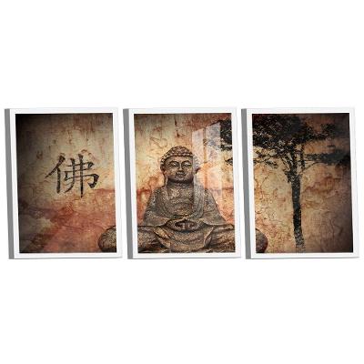 Conjunto De Quadros Trio Buddha Statue Wall -- Br Artes