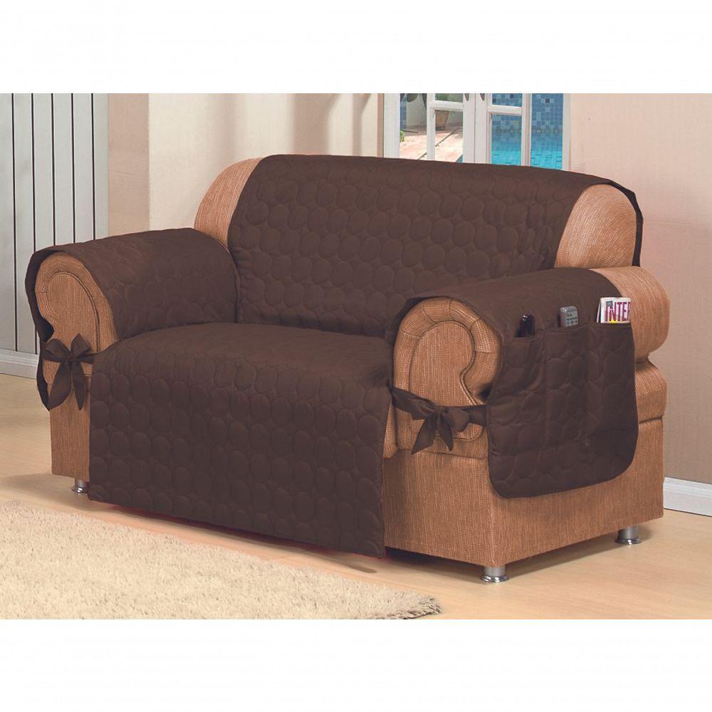 Capa Protetora De Sofa Microfibra 02 E 03 Lugares Marrom - 2