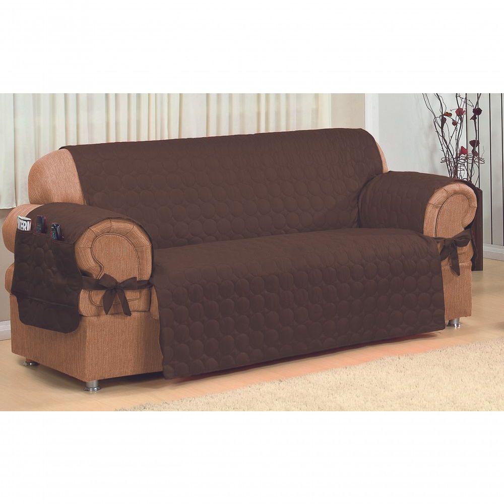 Capa Protetora De Sofa Microfibra 02 E 03 Lugares Marrom - 3