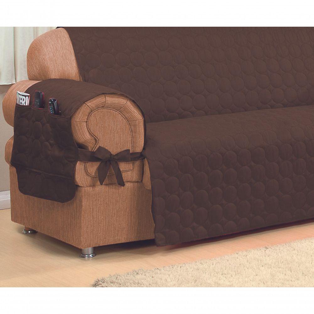 Capa Protetora De Sofa Microfibra 02 E 03 Lugares Marrom - 5