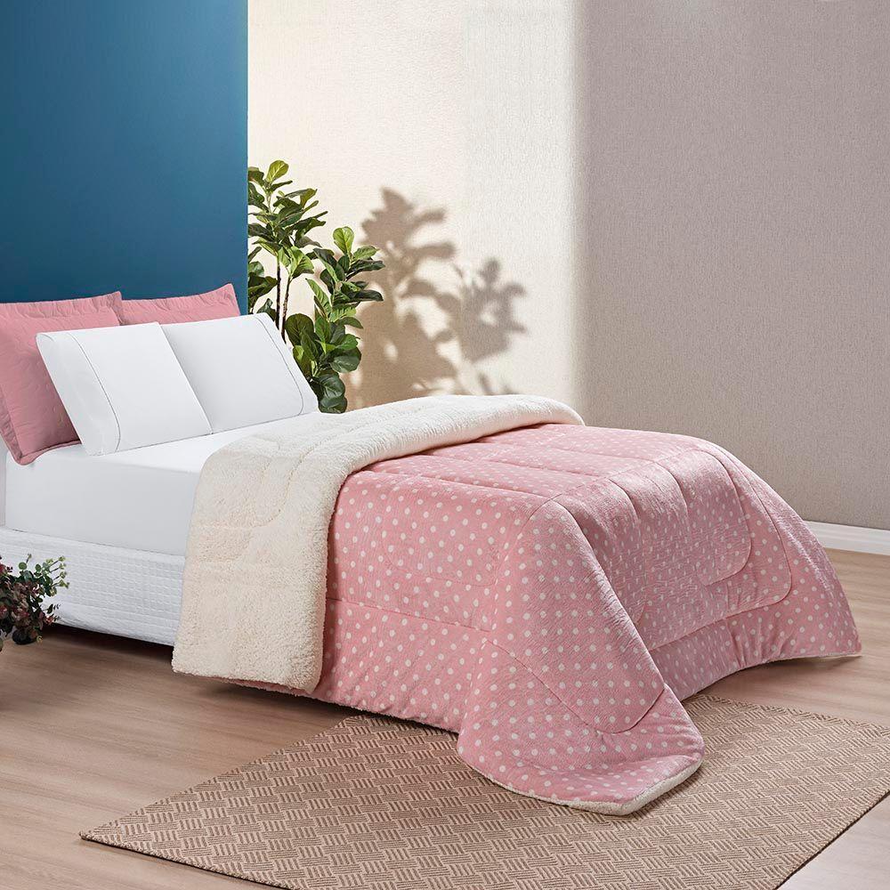 Coberdrom Cobertor Celine Casal King 01 Peça Tecido Sherpa Manta Flannel Quente - Rosa - 2