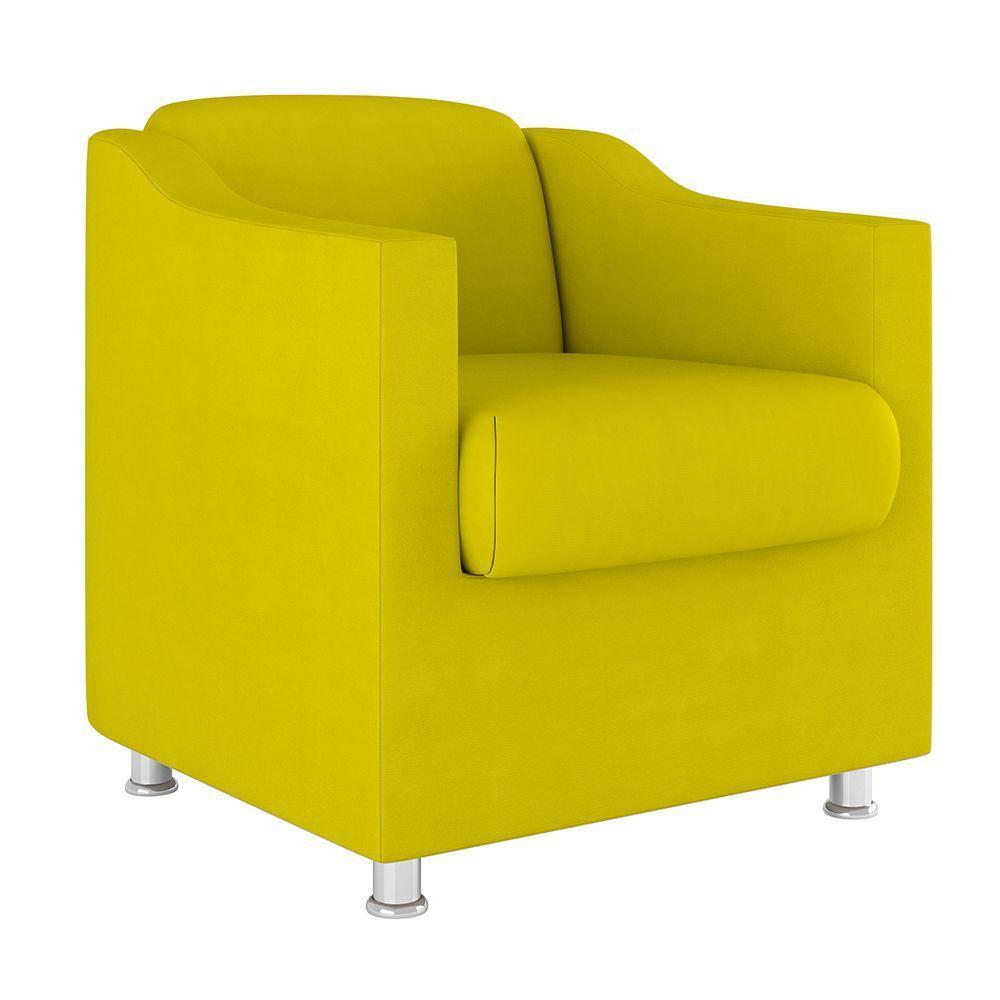 Cadeira Poltrona Decorativa Recepção Hospital Suede Cor:Amarelo - 1