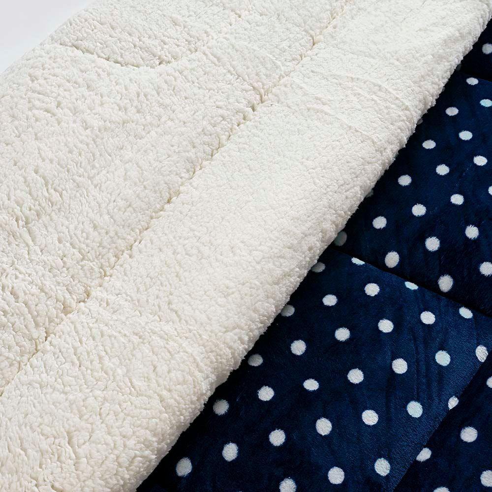 Coberdrom Cobertor Celine Casal Queen 01 Peça Tecido Sherpa Manta Flannel Quente - Azul Marinho - 2