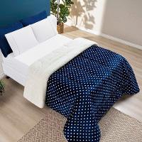 Coberdrom Cobertor Celine Casal Queen 01 Peça Tecido Sherpa Manta Flannel Quente - Azul Marinho - 1