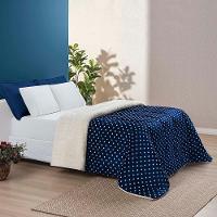 Coberdrom Cobertor Celine Casal Queen 01 Peça Tecido Sherpa Manta Flannel Quente - Azul Marinho - 4