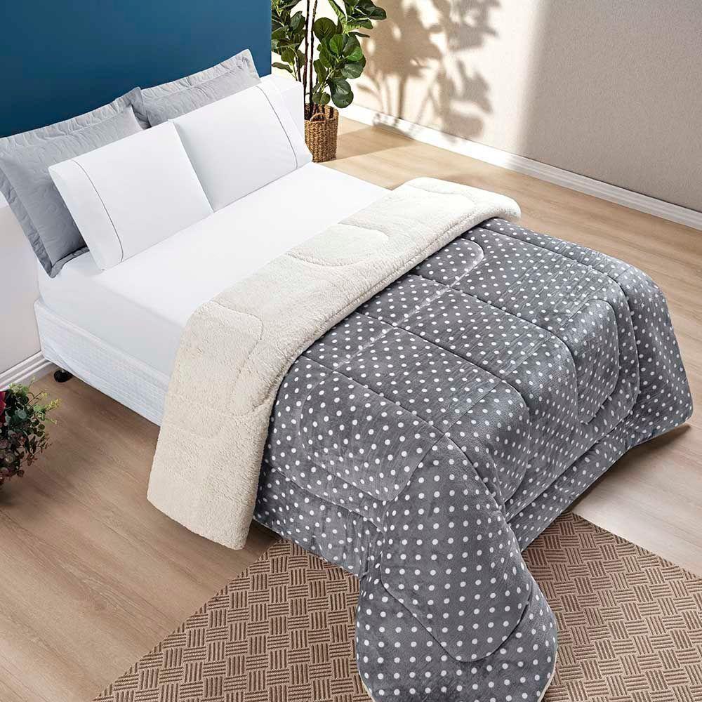 Coberdrom Cobertor Celine Casal King 01 Peça Tecido Sherpa Manta Flannel Quente - Cinza - 3