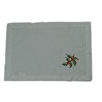 Americano De Linho Natal Branco Bordado Com Azevinho 36x50 Cm - 1