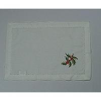 Americano De Linho Natal Branco Bordado Com Azevinho 36x50 Cm - 2
