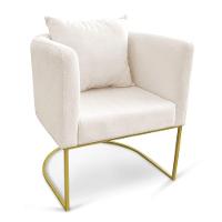 Kit 01 Namoradeira 02 Lugares E 01 Poltrona Paola Linho Base Metálica Dourado Cor A27 Areia - 6