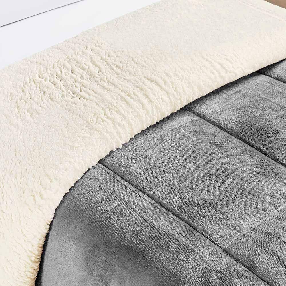 Coberdrom Diamond Solteiro Sherpa Com Manta Flannel 01 Peça - Cinza - 2