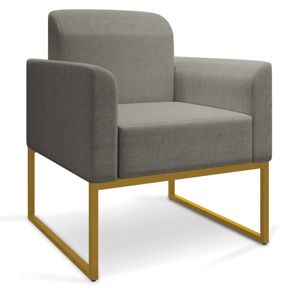 Kit 01 Namoradeira 02 Lugares E 01 Poltrona Marisa Linho Dourado Cor A26 Grafite - 6