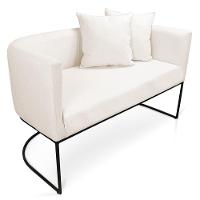 Kit 01 Namoradeira 02 Lugares E 01 Poltrona Paola Linho Areia A27 Base Metálica Preto - 7