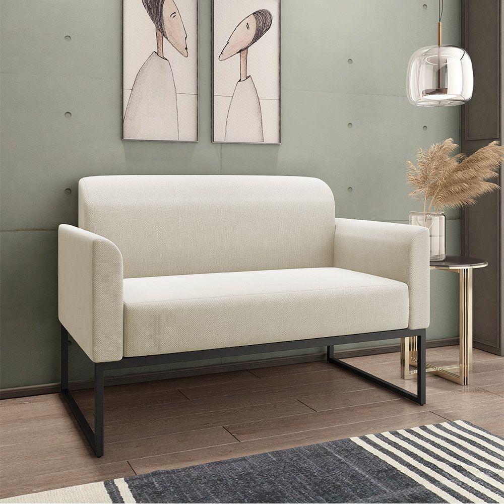 Kit 01 Namoradeira 02 Lugares E 01 Poltrona Marisa Linho Grosso Bege A19 Preto - 7