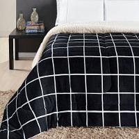 Coberdrom Cobertor Comfort Casal Queen 01 Peça Tecido Sherpa Manta Flannel Quadriculado - Preto - 4