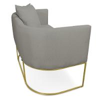 Kit 01 Namoradeira 02 Lugares E 01 Poltrona Paola Linho Grafite A26 Base Metálica Dourado - 5