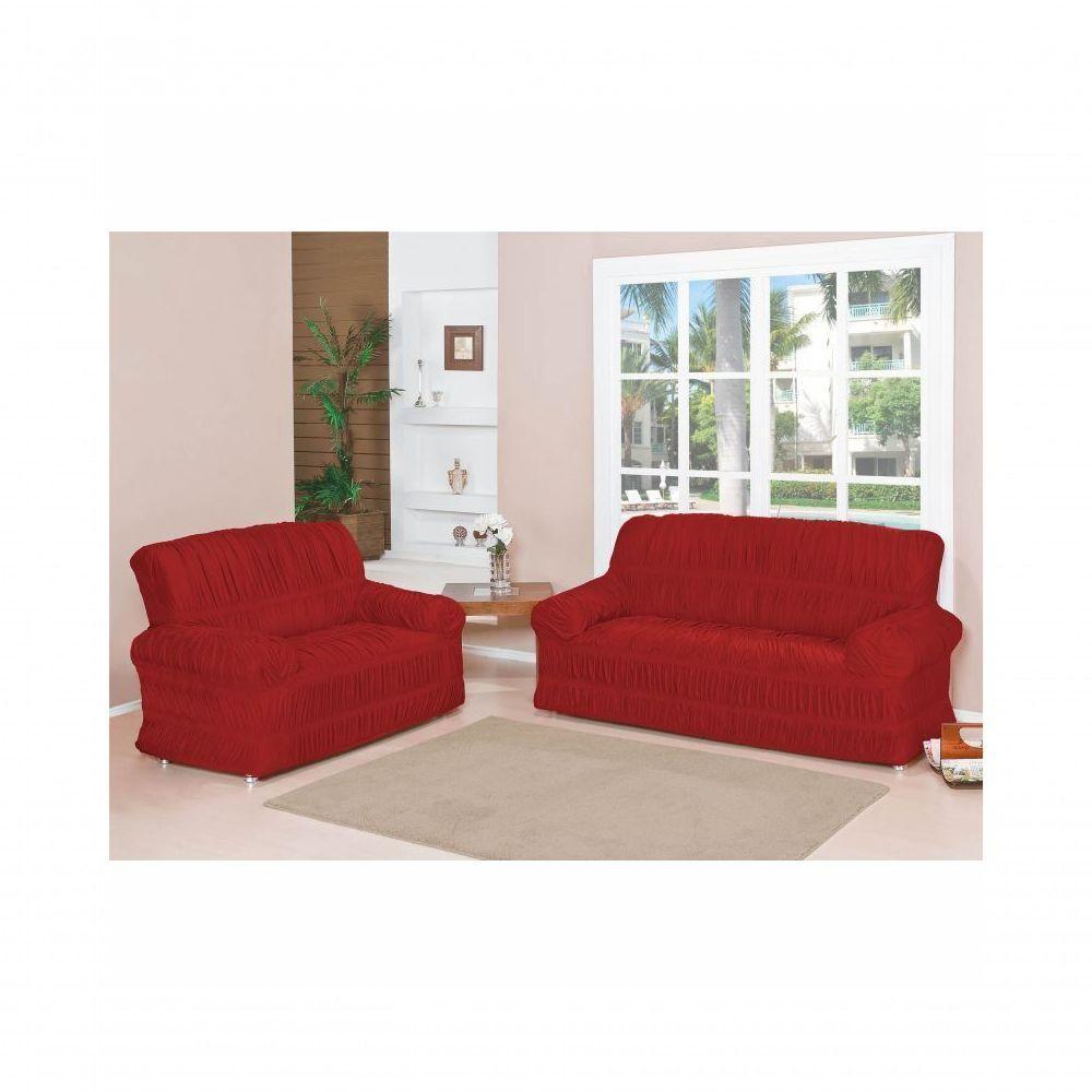 Capa De Sofá Elásticada Malha Gel 02 e 03 Lugares Vermelho - 1