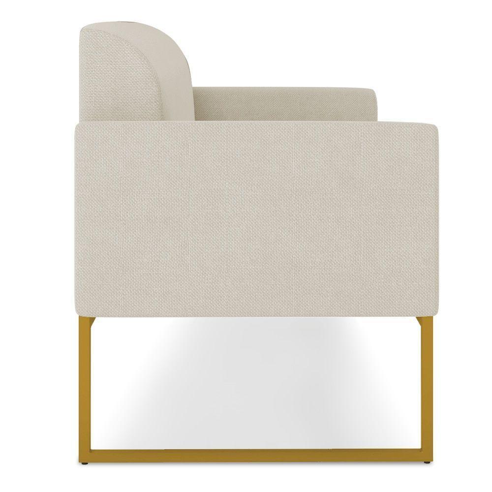 Kit 01 Namoradeira 02 Lugares E 01 Poltrona Marisa Linho Grosso Bege A19 Dourado - 4