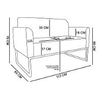 Kit 01 Namoradeira 02 Lugares E 01 Poltrona Marisa Linho Grosso Bege A19 Dourado - 3