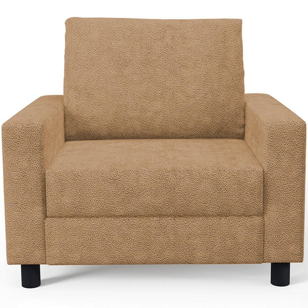 Kit 02 Poltronas Decorativa Para Sala De Estar E Recepção Malta L02 Bouclê Mostarda - 4