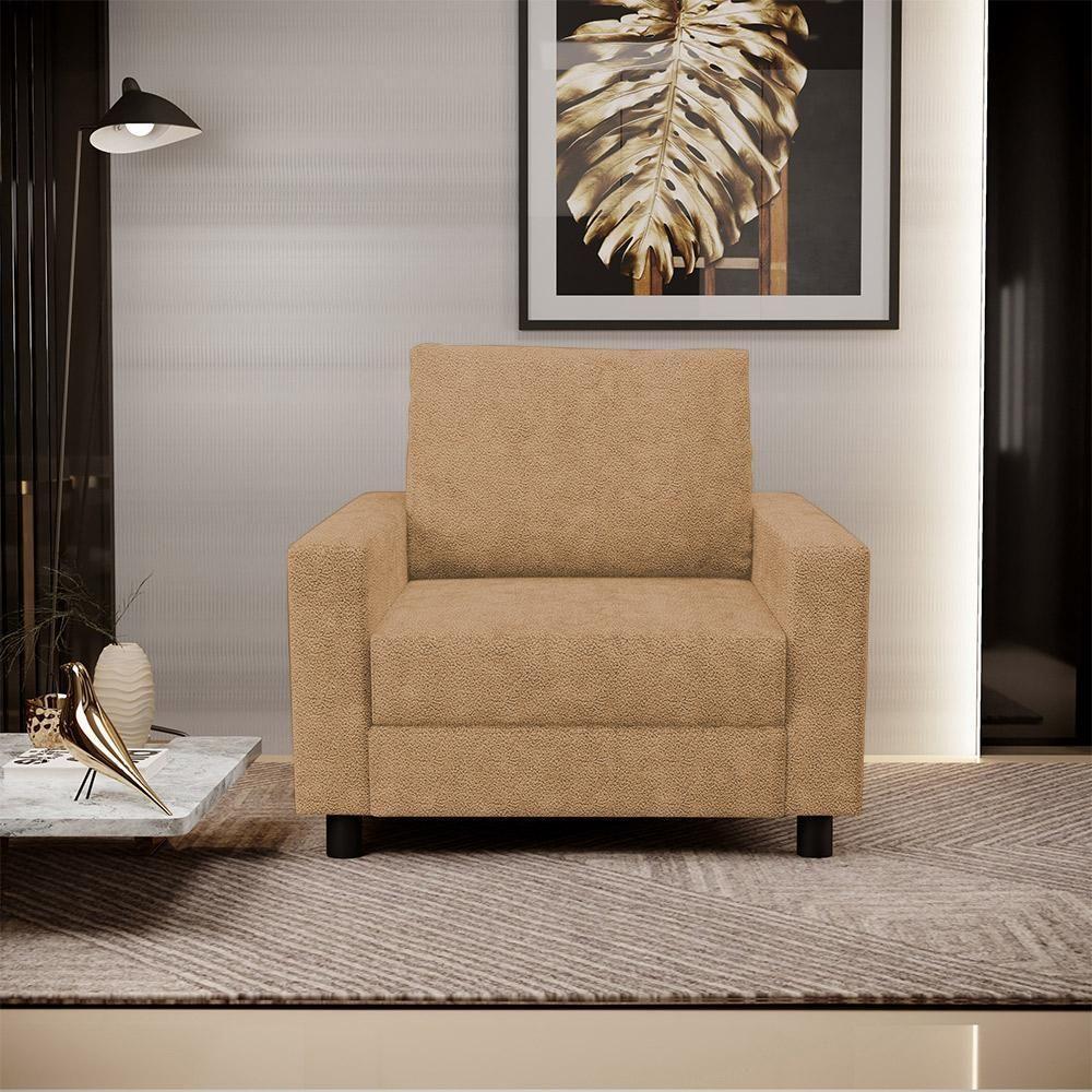 Kit 02 Poltronas Decorativa Para Sala De Estar E Recepção Malta L02 Bouclê Mostarda - 8