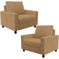 Kit 02 Poltronas Decorativa Para Sala De Estar E Recepção Malta L02 Bouclê Mostarda - 1