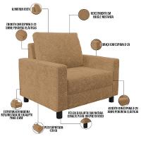 Kit 02 Poltronas Decorativa Para Sala De Estar E Recepção Malta L02 Bouclê Mostarda - 6