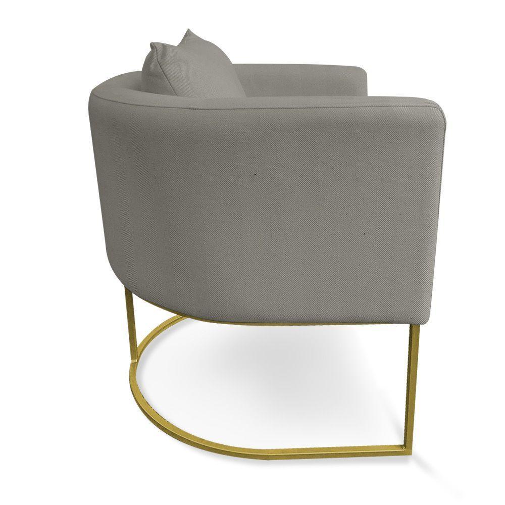 Kit 01 Namoradeira 02 Lugares E 01 Poltrona Paola Linho Grafite A26 Base Metálica Preto - 4