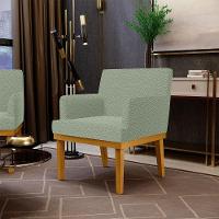 Kit 02 Poltronas Decorativa Para Sala De Estar E Recepção Beatriz W01 Bouclê Oliva - 19