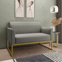 Kit 01 Namoradeira 02 Lugares E 01 Poltrona Marisa Linho Grafite A26 Dourado - 8