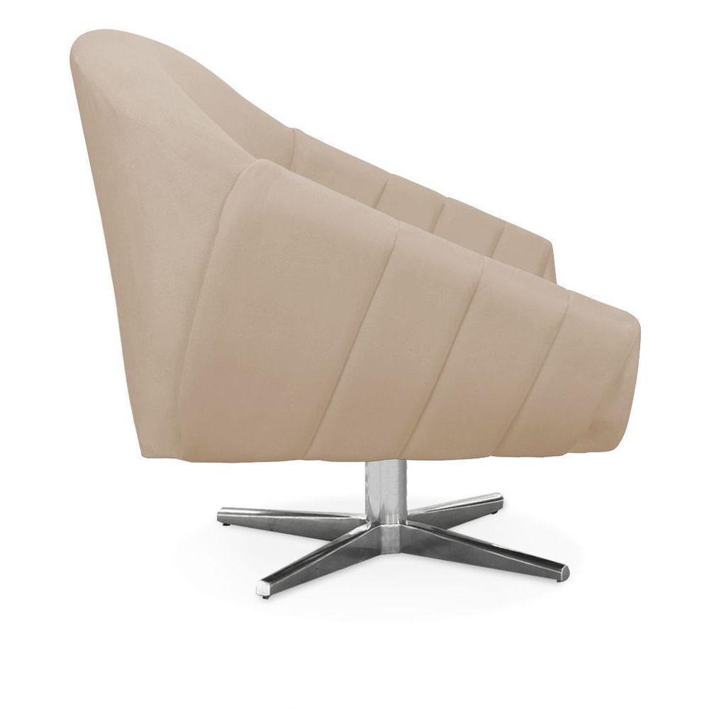 Kit 02 Poltronas Giovana Suede Bege - 4