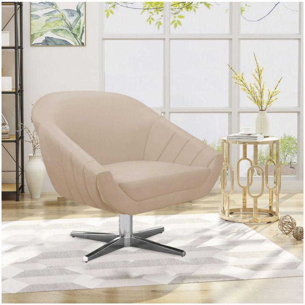 Kit 02 Poltronas Giovana Suede Bege - 8