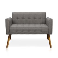 Kit 01 Namoradeira E 02 Poltronas Elisa Linho Grafite A26 Pés Palito Castanho - 6