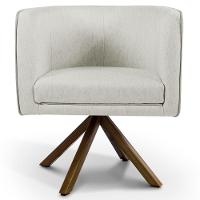 Kit 2 Poltronas Decorativas Base Giromad Madeira Betina C-107 Linho Cru - Domi - 4