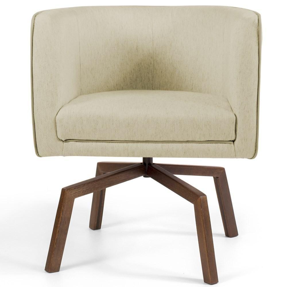 Kit 2 Poltronas Decorativas Base Ka Madeira Betina C-129 Linho Bege - Domi - 4