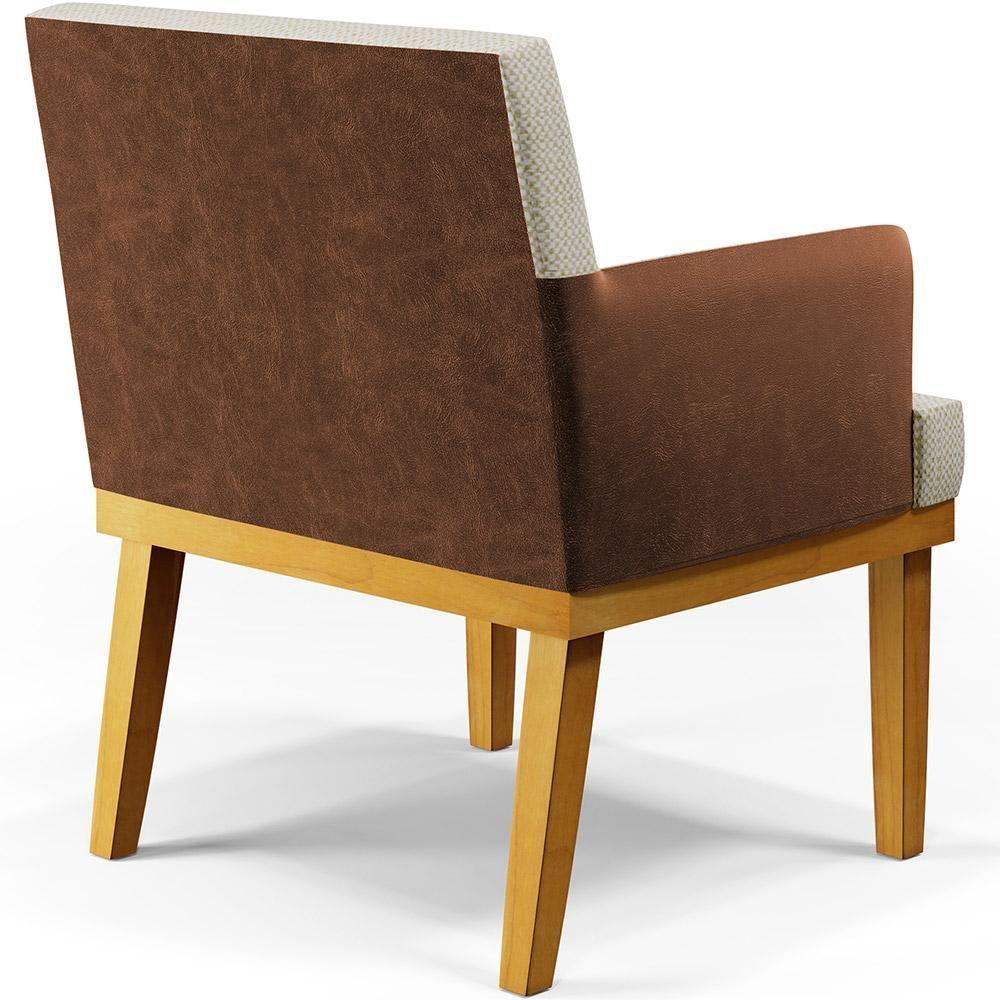 Kit 03 Poltronas Decorativa Base Mel Beatriz W01 Linho Champagne Couríssimo Marrom - 3