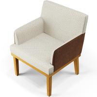 Kit 03 Poltronas Decorativa Base Mel Beatriz W01 Linho Champagne Couríssimo Marrom - 5