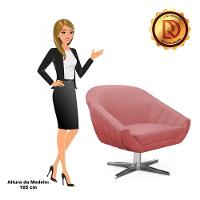 Kit 02 Poltronas Giratória Giovana Suede Base Cromada - D'rossi Cor Rose - 3