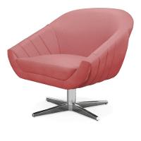 Kit 02 Poltronas Giratória Giovana Suede Base Cromada - D'rossi Cor Rose - 5