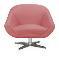 Kit 02 Poltronas Giratória Giovana Suede Base Cromada - D'rossi Cor Rose - 6