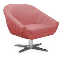 Kit 02 Poltronas Giratória Giovana Suede Base Cromada - D'rossi Cor Rose - 7
