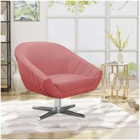 Kit 02 Poltronas Giratória Giovana Suede Base Cromada - D'rossi Cor Rose - 8