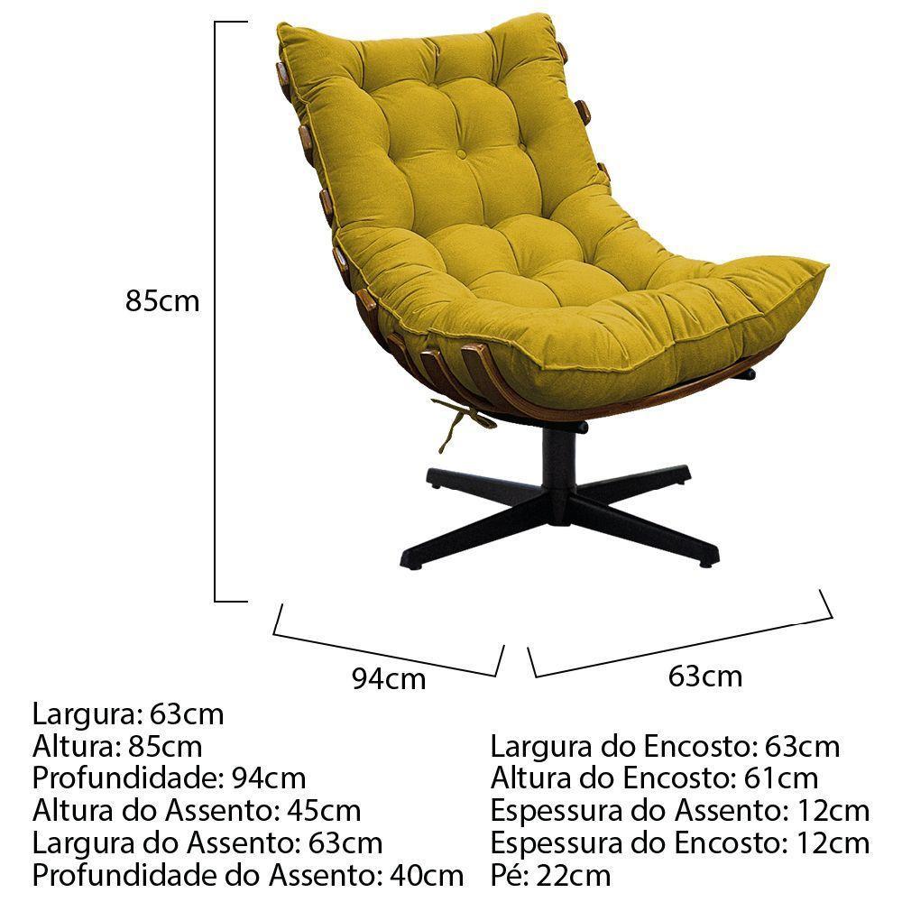 Kit 02 Poltronas E Puff Costela Base Giratória Suede - 7