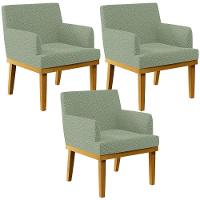 Kit 03 Poltronas Decorativa Para Sala De Estar E Recepção Beatriz W01 Bouclê Oliva - 1