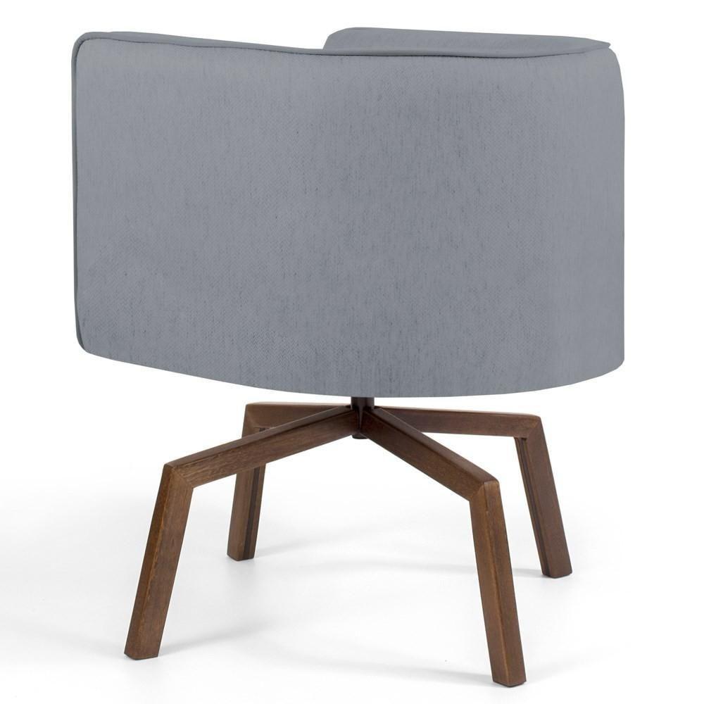 Kit 2 Poltronas Decorativas Base Ka Madeira Betina C-416 Linho Cinza Escuro - Domi - 3