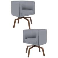 Kit 2 Poltronas Decorativas Base Ka Madeira Betina C-416 Linho Cinza Escuro - Domi - 1