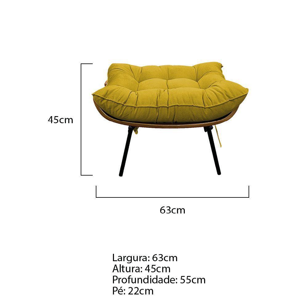 Kit 02 Poltronas E 02 Puffs Costela Base Fixa Suede - 4