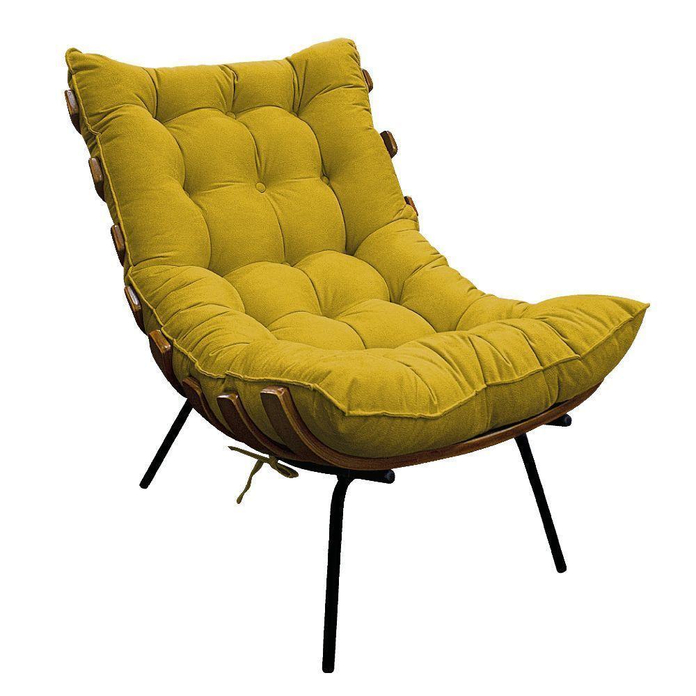 Kit 02 Poltronas E Puff Costela Base Fixa Suede - 6