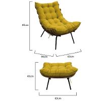 Kit 02 Poltronas E Puff Costela Base Fixa Suede - 3