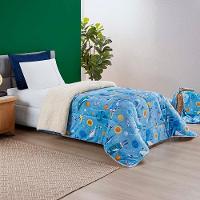 Coberdrom Solteiro Carrosel Kids Manta Flannel Sherpa Infantil Premium Toque Macio - Astronauta - 2