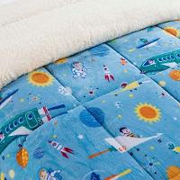 Coberdrom Solteiro Carrosel Kids Manta Flannel Sherpa Infantil Premium Toque Macio - Astronauta - 3